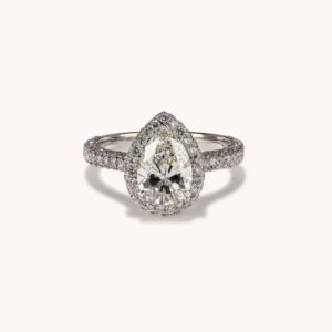 New Arrivals 1.68 Pear Natural Diamond Engagement Ring with 2D Halo