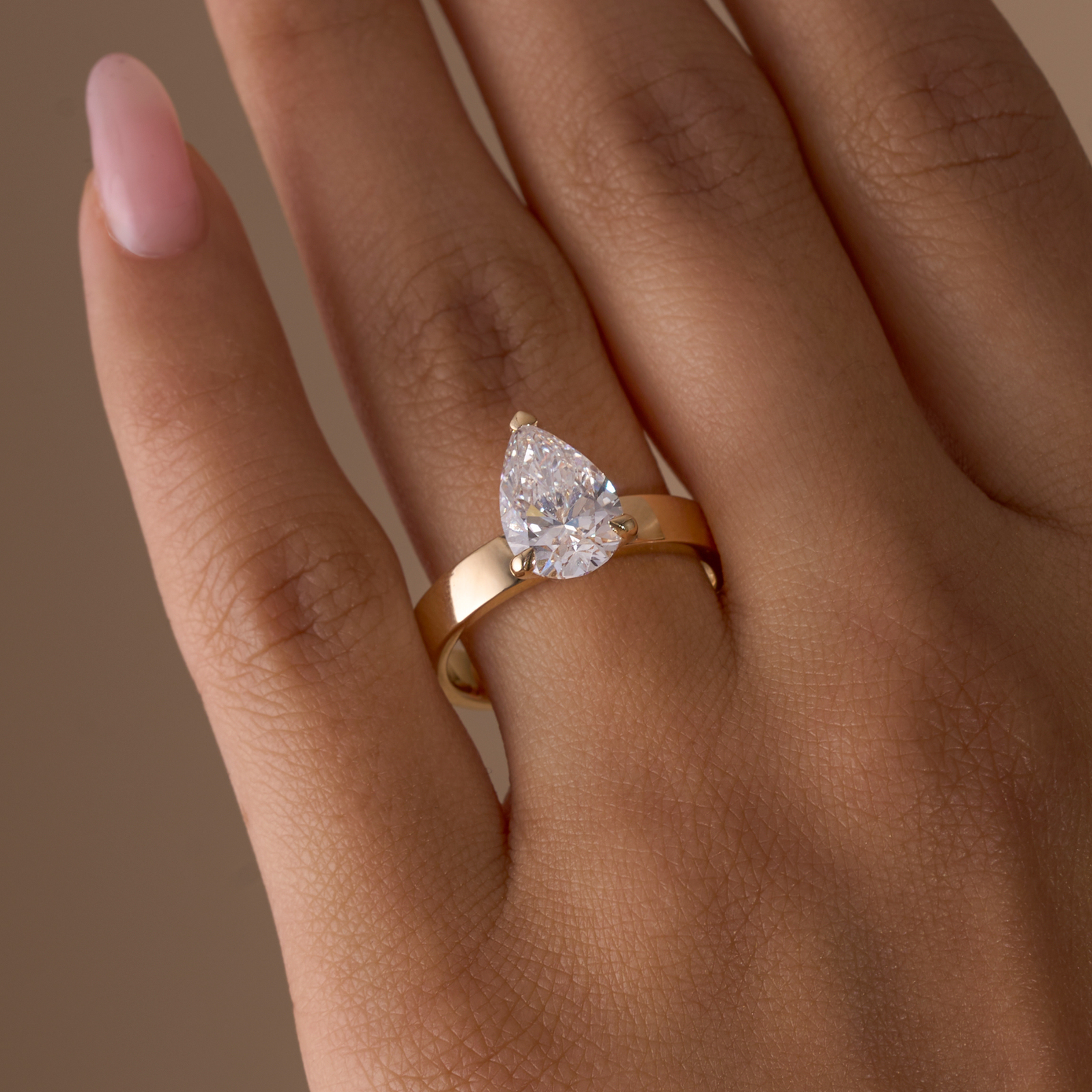 2.01 Pear Lab Diamond Wide Band Engagement Ring 2.01 Pear Lab Diamond Wide Band Engagement Ring