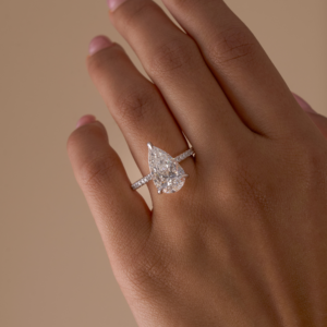 New Arrivals 3.83 Pear Lab Diamond Engagement Ring with Hidden Halo