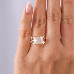 4.50 Emerald Lab Diamond East-West Engagement Ring