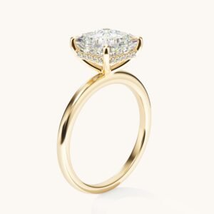 New Arrivals Asscher Lab Diamond Solitaire Engagement Ring with Hidden Halo