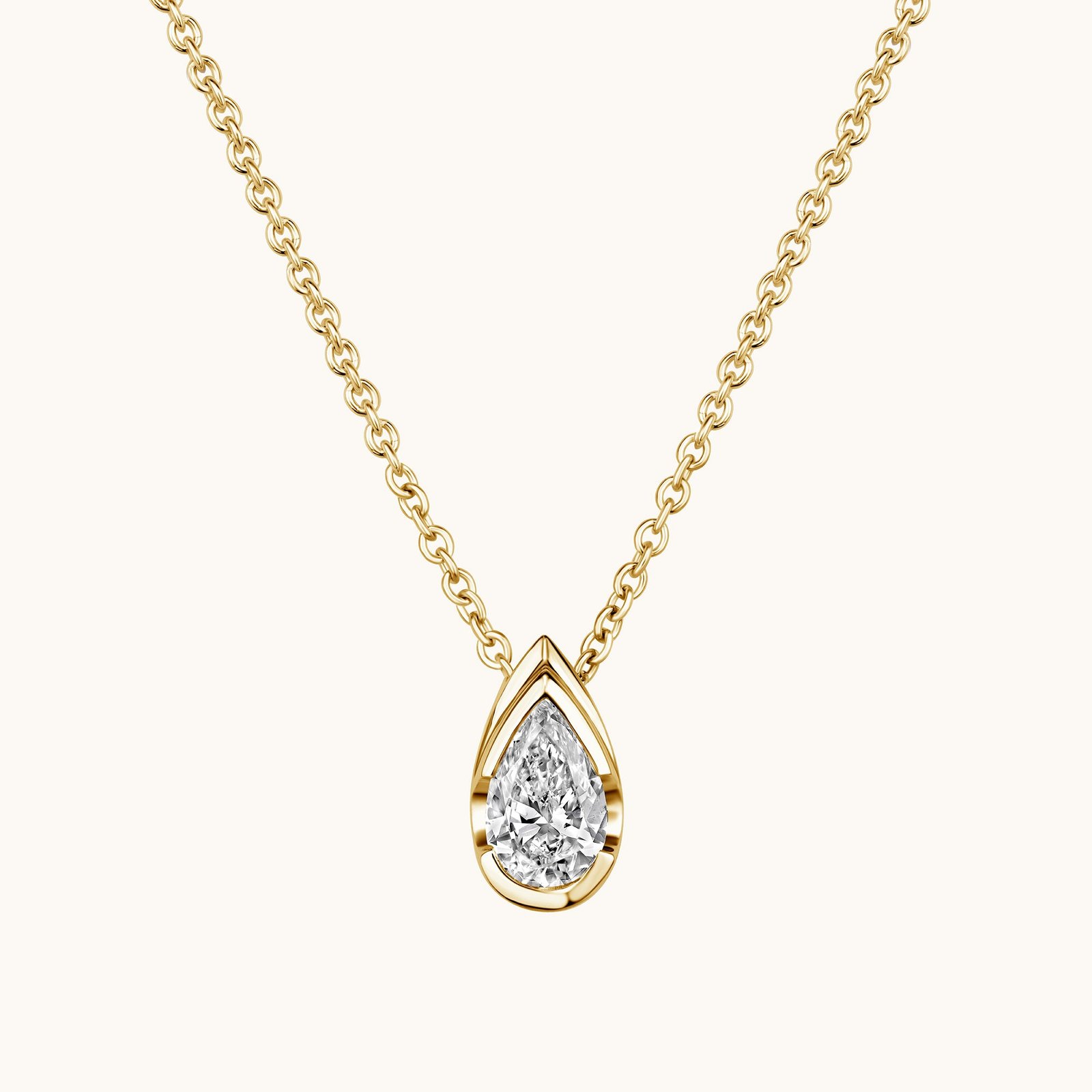 Bezel Pear Lab Diamond Solitaire Pendant Bezel Pear Lab Diamond Solitaire Pendant