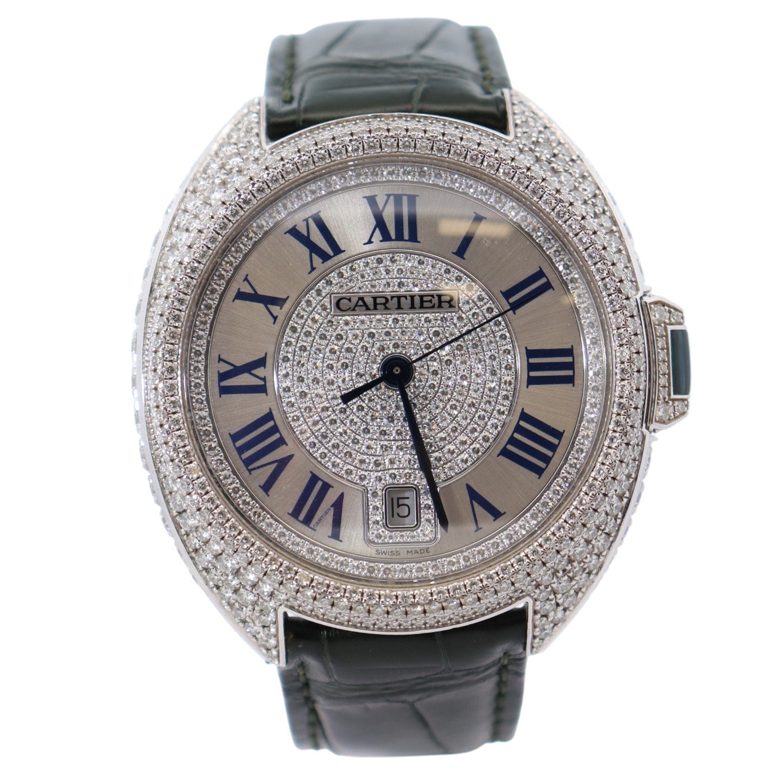 Cartier Cle 40mm Silver Diamond Dial Watch Ref# 3849 Cartier Cle 40mm Silver Diamond Dial Watch Ref# 3849