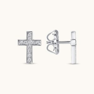 New Arrivals Classic Small Diamond Cross Earrings
