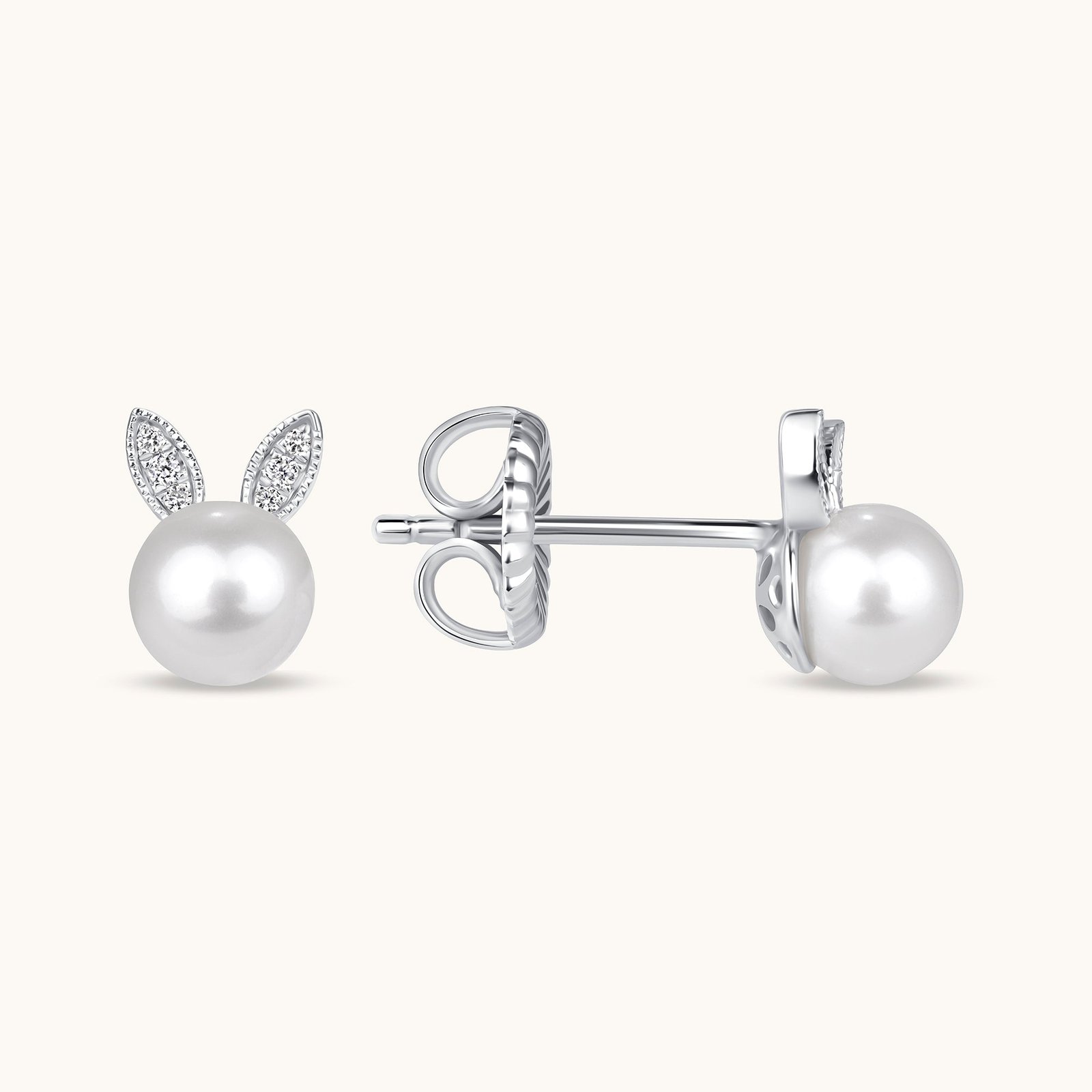 Diamond and Pearl Bunny Stud Earrings Diamond and Pearl Bunny Stud Earrings