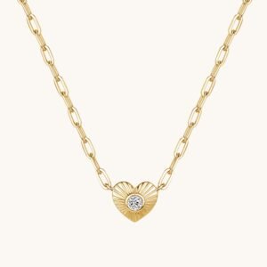 New Arrivals Diamond Fluted Heart Chain Necklace