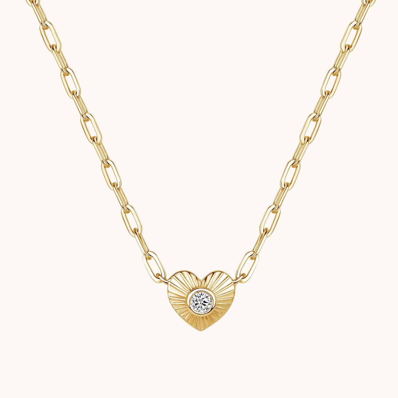 Diamond Fluted Heart Chain Necklace Diamond Fluted Heart Chain Necklace