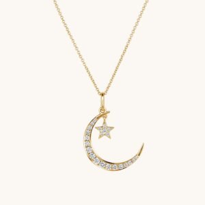 New Arrivals Diamond Moon and Star Necklace