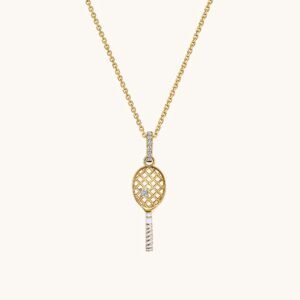 New Arrivals Diamond Tennis Racket Pendant Necklace