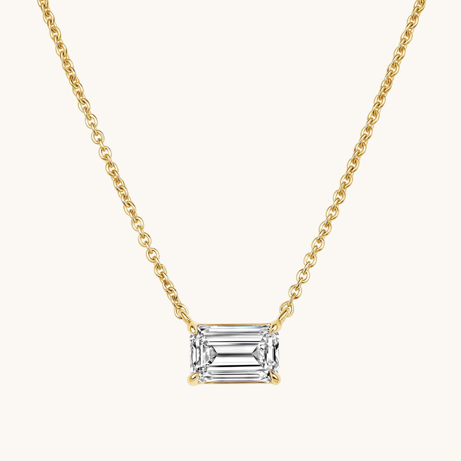 East-West Lab Diamond Emerald Solitaire Pendant East-West Lab Diamond Emerald Solitaire Pendant