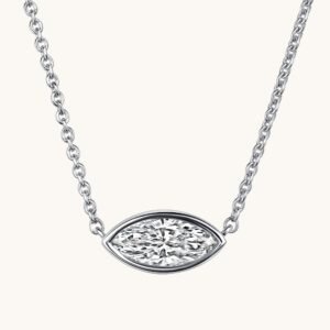 New Arrivals East-West Lab Diamond Marquise Bezel Pendant Necklace