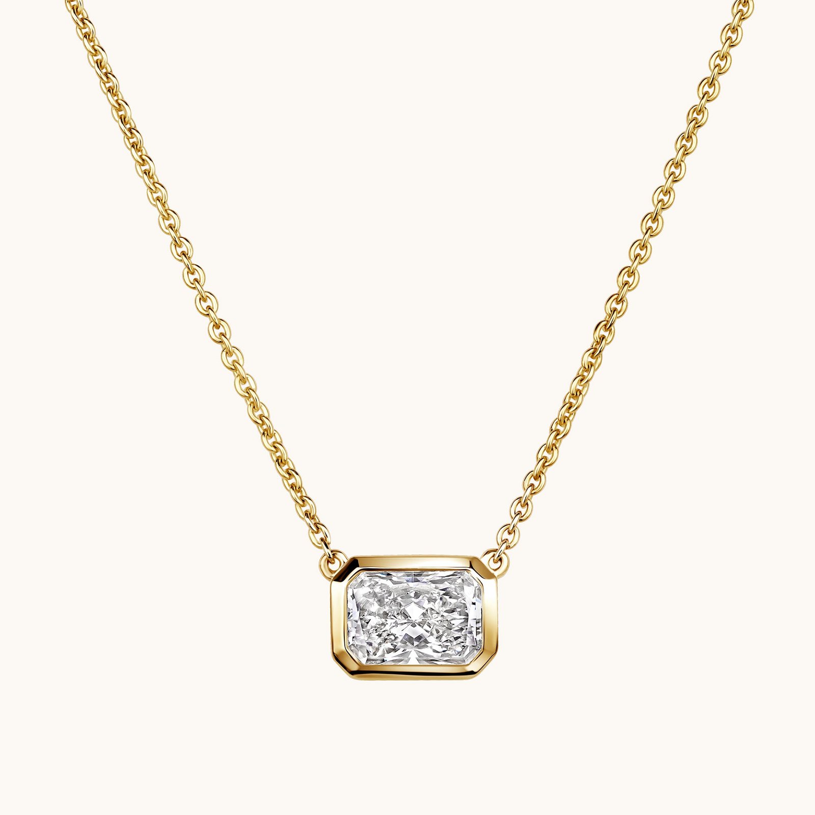 East-West Lab Diamond Radiant Bezel Pendant East-West Lab Diamond Radiant Bezel Pendant