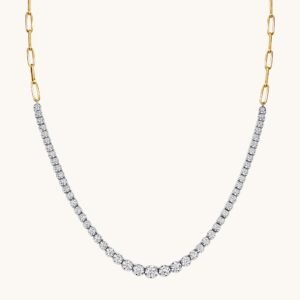 New Arrivals Graduated Half Linked Up Diamond Tennis Necklace