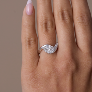 New Arrivals Half Pave East-West Marquise Lab Diamond Engagement Ring