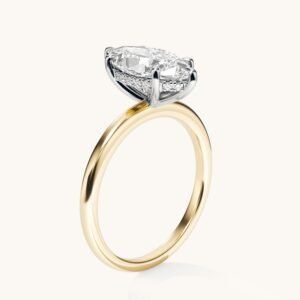 New Arrivals Marquise Lab Diamond Solitaire Engagement Ring with Hidden Halo