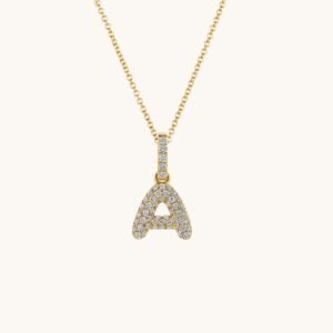 New Arrivals Pave Diamond Bubble Initial Pendant