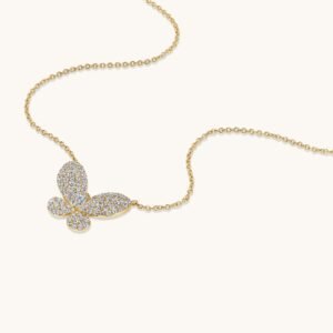 New Arrivals Pave Lab Diamond Butterfly Necklace