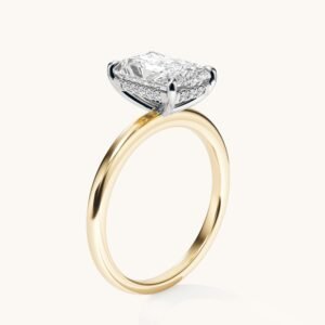 New Arrivals Radiant Lab Diamond Solitaire Engagement Ring with Hidden Halo