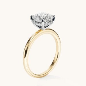 New Arrivals Round Lab Diamond Solitaire Engagement Ring with Hidden Halo